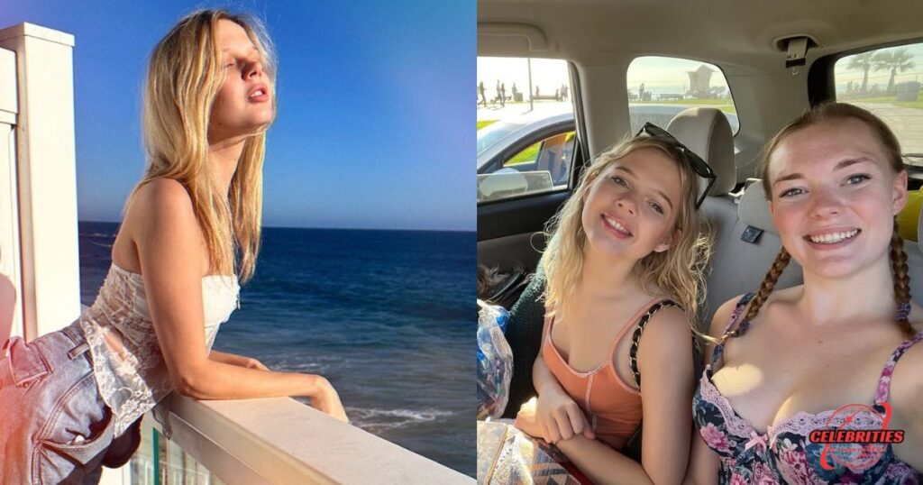 Coco Lovelock in a beach photo and a car selfie with a friend, reflecting her social media presence and personal connections.
